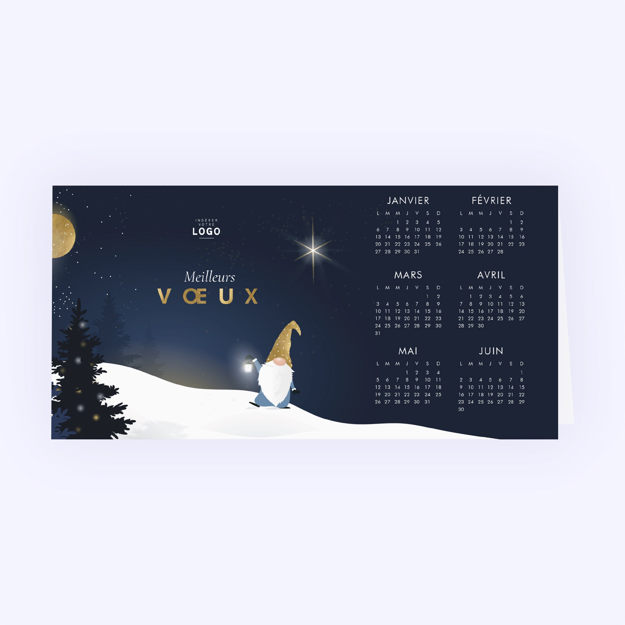 Gnome sous la lune | Vœux professionnels • Calendrier professionnel photo N° 1