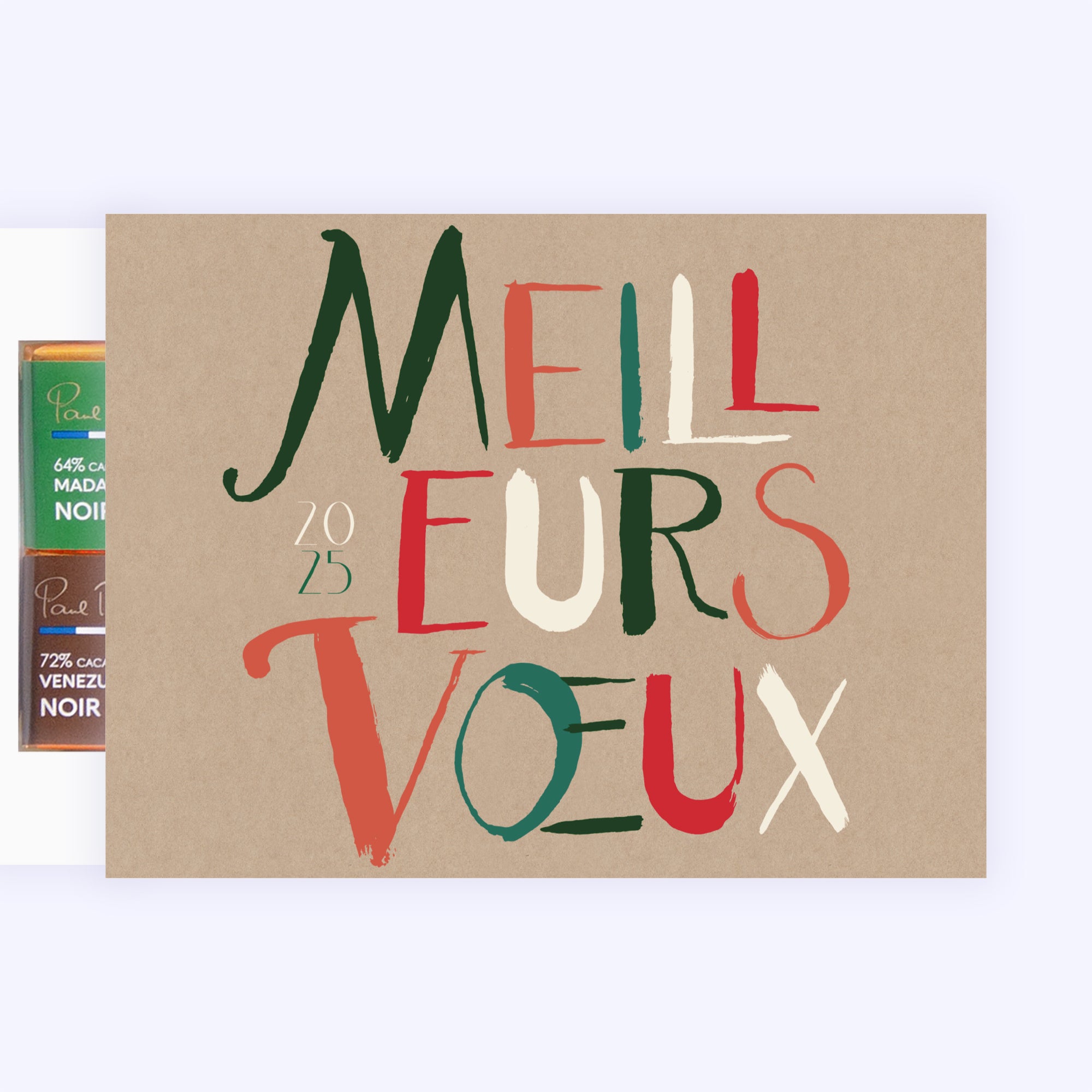 Calligraphie de Noël kraft | Vœux professionnels • Carte chocolats photo N° 1