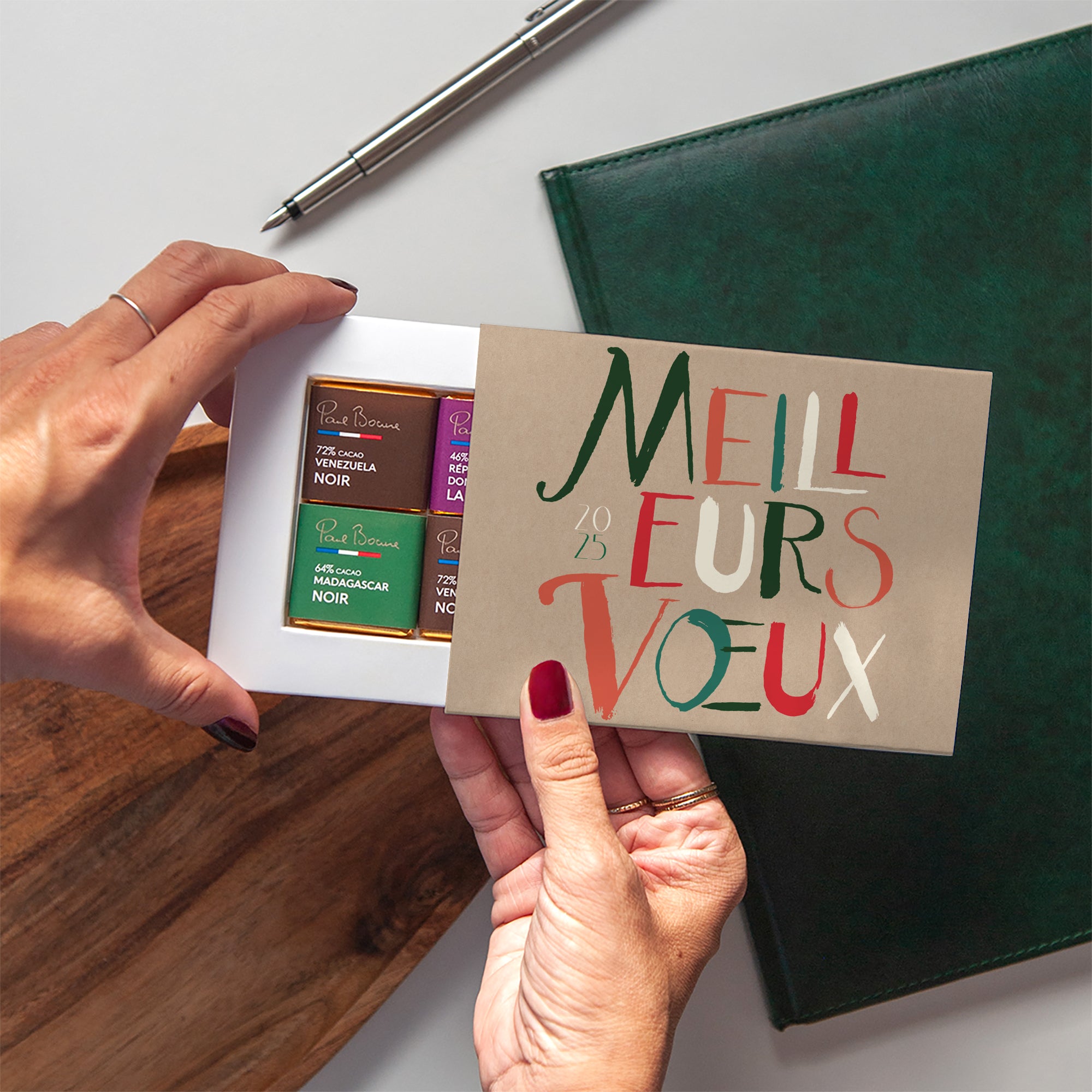 Calligraphie de Noël kraft | Vœux professionnels • Carte chocolats photo N° 2