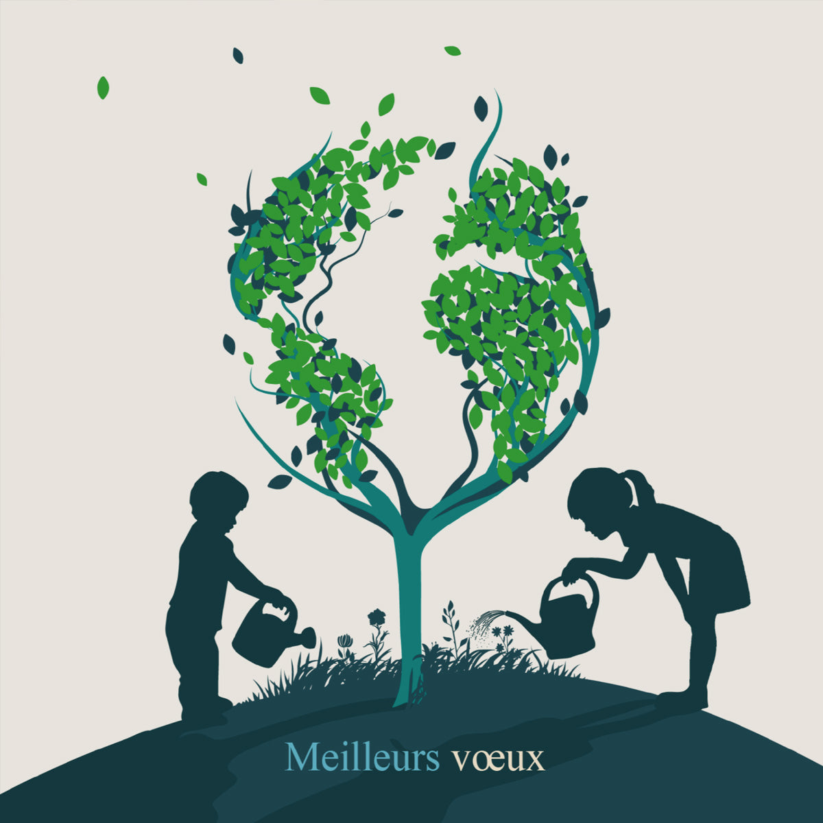 Arbre de vie vert | Vœux professionnels • Carte virtuelle photo N° 1