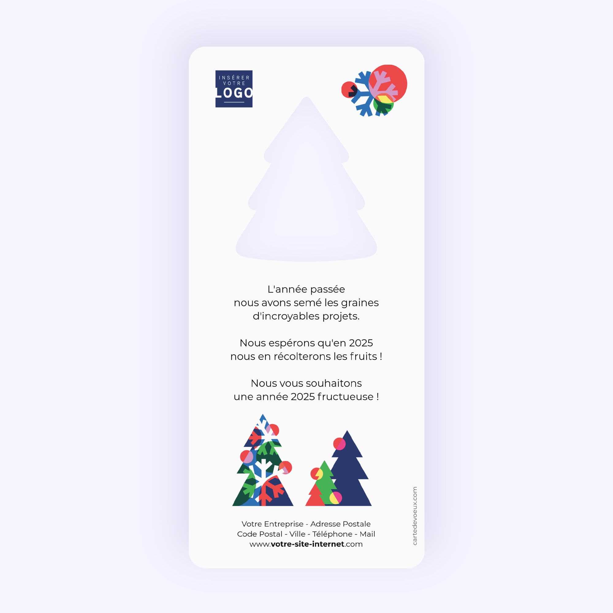 Sapins flocons graphiques | Vœux professionnels • Carte de voeux photo N° 2